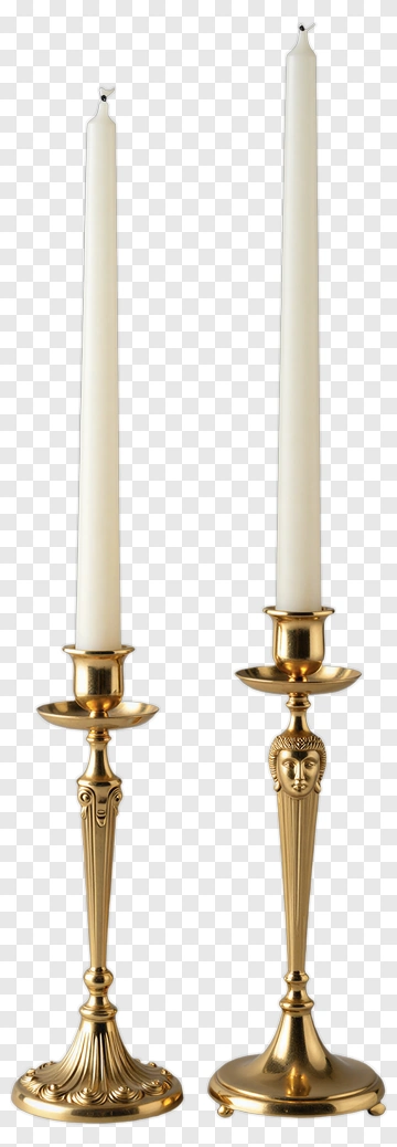 Gold Candlesticks With White Candles PNG