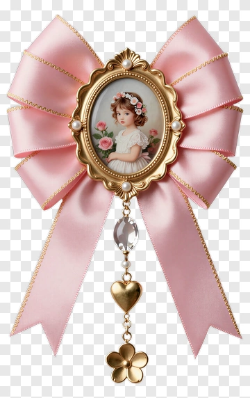 Pink Bow With Child Portrait Ornament PNG