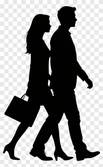 Silhouette Of A Man And Woman Walking PNG