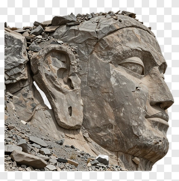 Stone Buddha Head Carved From Rock PNG