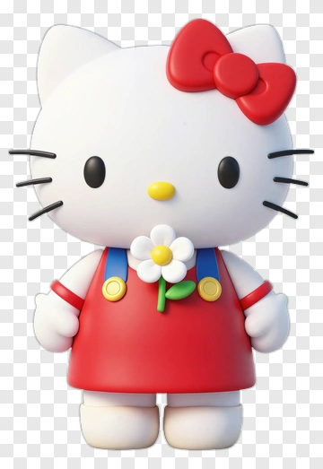 Hello Kitty With A White Flower PNG
