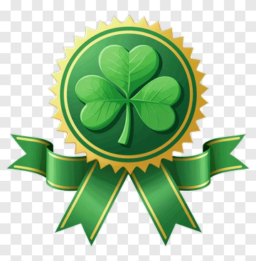 Green Four Leaf Clover Medal PNG