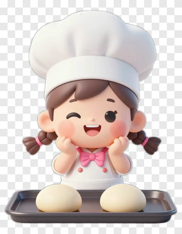 Happy Chef Girl Baking PNG