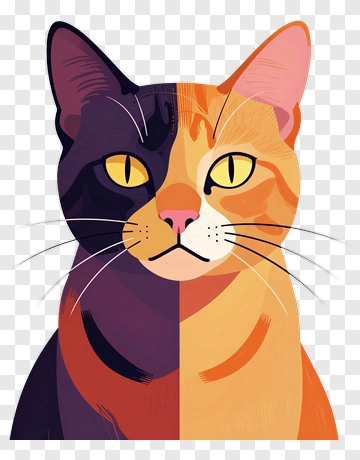 Split Face Cat PNG