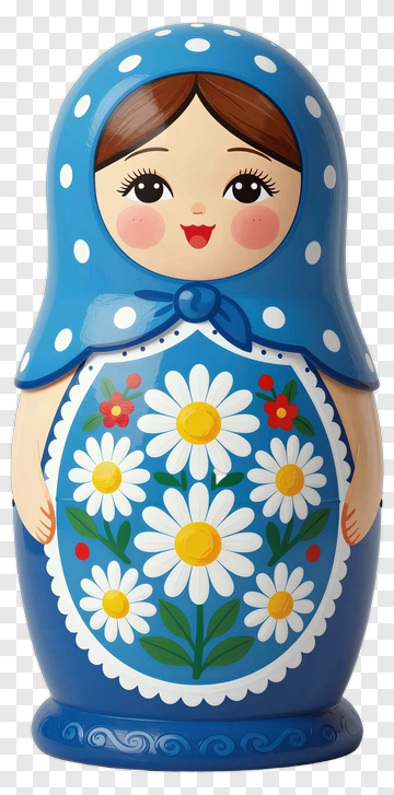 Matryoshka Doll With Floral Pattern PNG