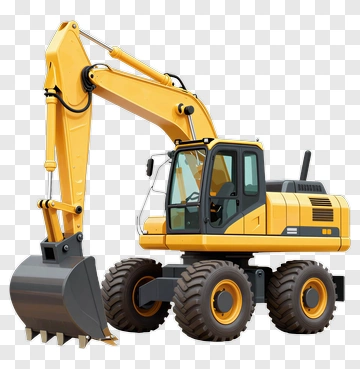 Yellow Excavator Construction Vehicle PNG