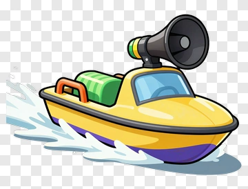 Yellow Speedboat With Megaphone PNG