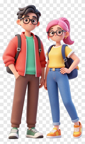 Cartoon Boy And Girl Friends PNG