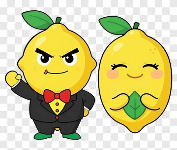 Two Lemon Characters In Different Moods PNG