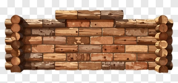 Log Cabin Wall Design PNG