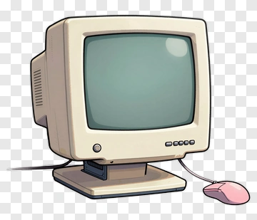 Retro Computer Monitor And Mouse PNG