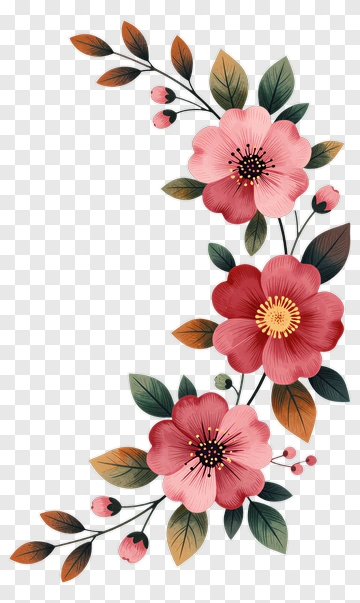 Pink And Red Floral Branch PNG