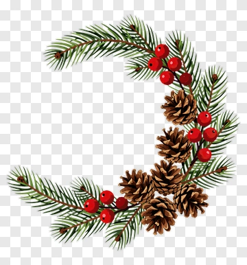 Pine Branch With Pinecones And Berries PNG