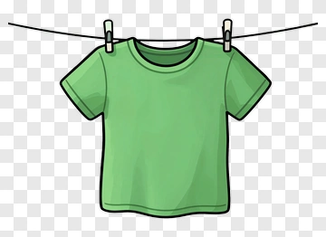 Green T-Shirt Hanging On Clothesline PNG