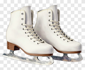 White Ice Skates With Brown Heels PNG