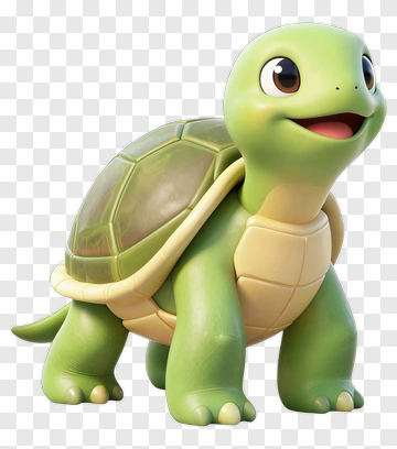 Green Cartoon Turtle Character PNG