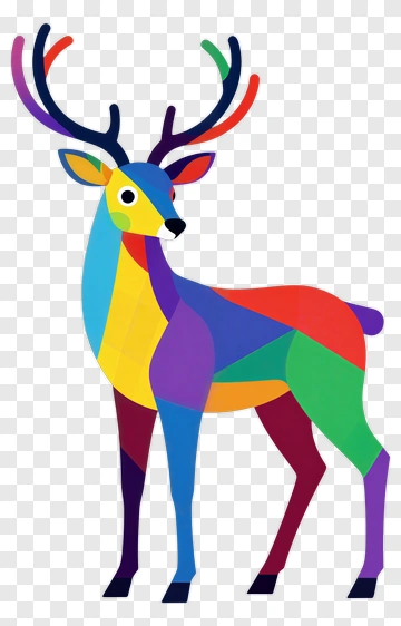 Colorful Deer Illustration PNG