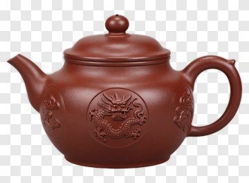 Red Ceramic Teapot With Embossed Dragon PNG