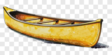 Yellow Canoe Watercolor Illustration PNG