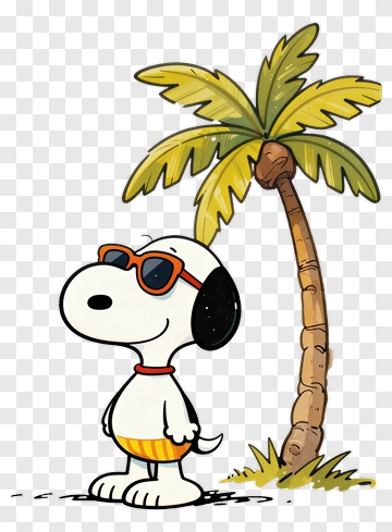 Snoopy In Sunglasses And Swim Trunks PNG