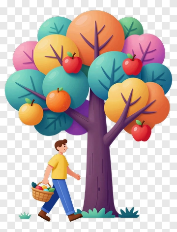 Man Picking Apples From Tree PNG