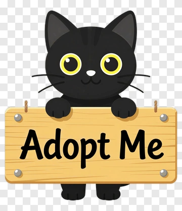 Black Cat Holding Adopt Me Sign PNG