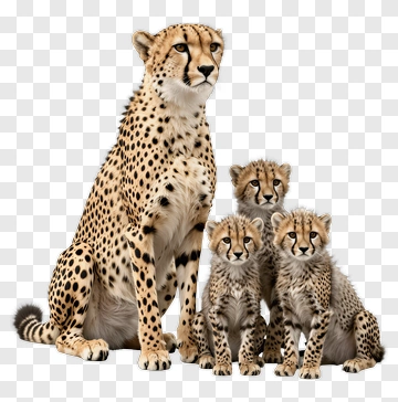 Cheetah And Cubs PNG