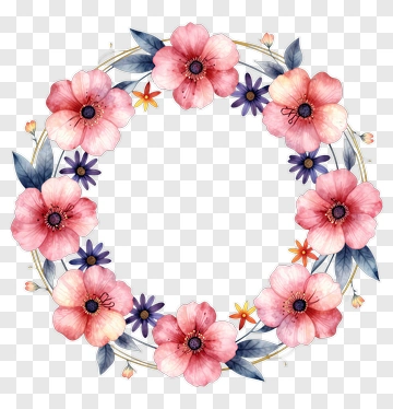 Watercolor Flower Wreath PNG