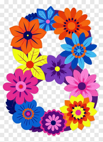 Colorful Flower Number Eight PNG