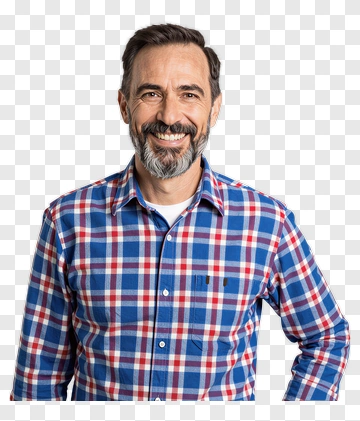 Smiling Man In Plaid Shirt PNG