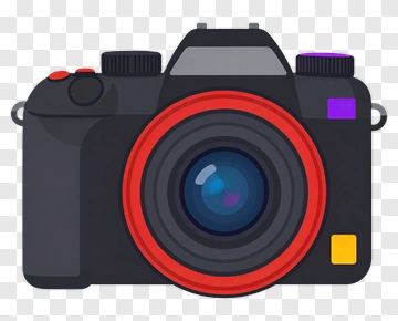 Black Camera With Red Lens PNG