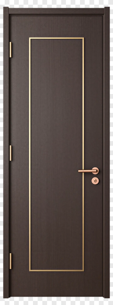 Modern Brown Door With Gold Accents PNG