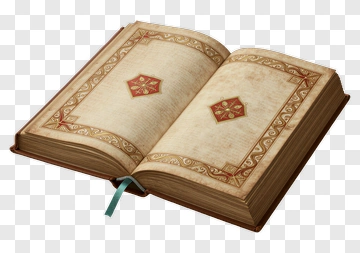 Open Ancient Manuscript With Decorative Pages PNG