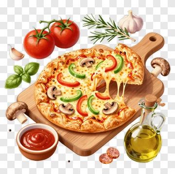 Delicious Pizza With Fresh Toppings PNG