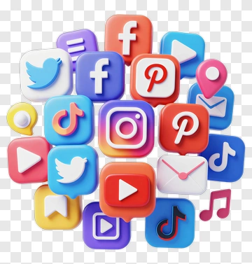 Social Media Icons In 3D Design PNG