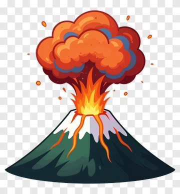 Volcano Eruption With Lava And Ash Cloud PNG