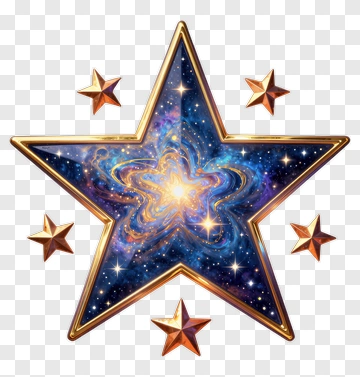 Cosmic Star With Galaxy Design PNG