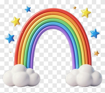 Rainbow With Clouds And Stars PNG