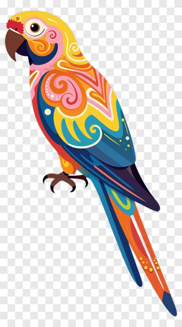 Colorful Parrot Illustration PNG