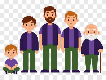 Illustrated Family With Generations PNG