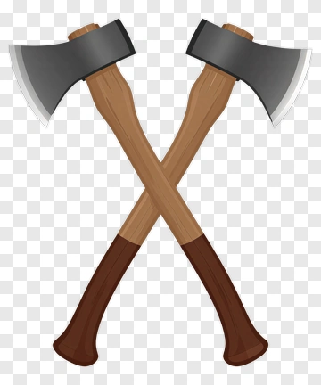 Crossed Axes With Wooden Handles PNG