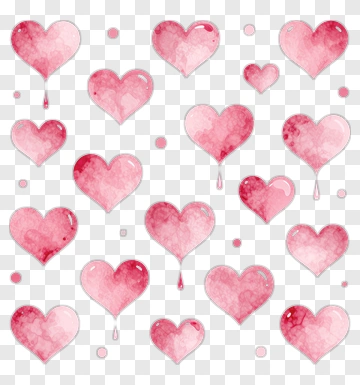Watercolor Pink Hearts PNG