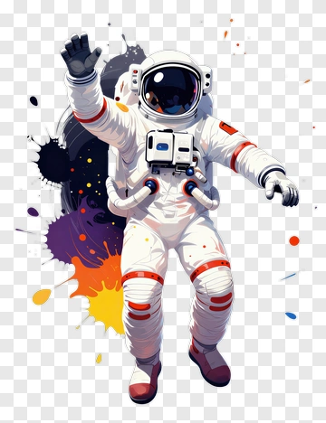 Astronaut Waving In Colorful Splash PNG