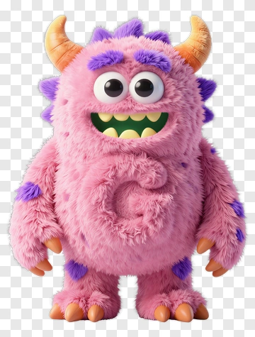 Friendly Pink Monster With Horns PNG