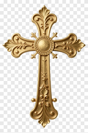 Ornate Gold Cross PNG