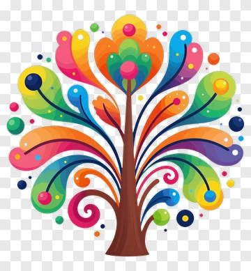 Colorful Abstract Tree Art PNG