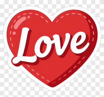 Red Heart Sticker With Love Text PNG