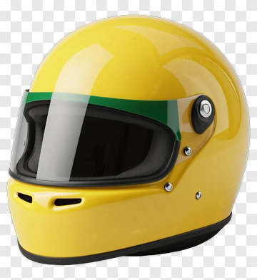 Yellow Racing Helmet With Green Accents PNG