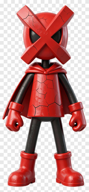 Red Cracked Character Figurine PNG