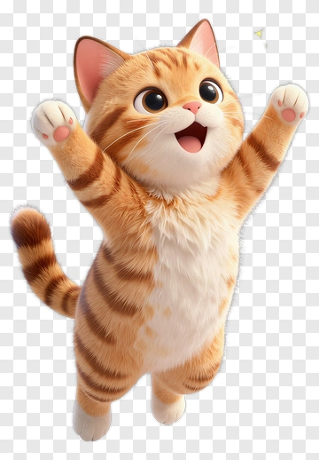 Jumping Cat With Sparkles PNG